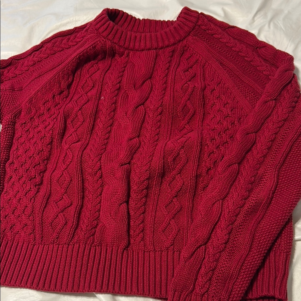 GAP Red Cable Knit Crew Neck Sweater